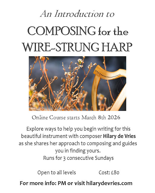 Poster for composing course for wirestrung harp